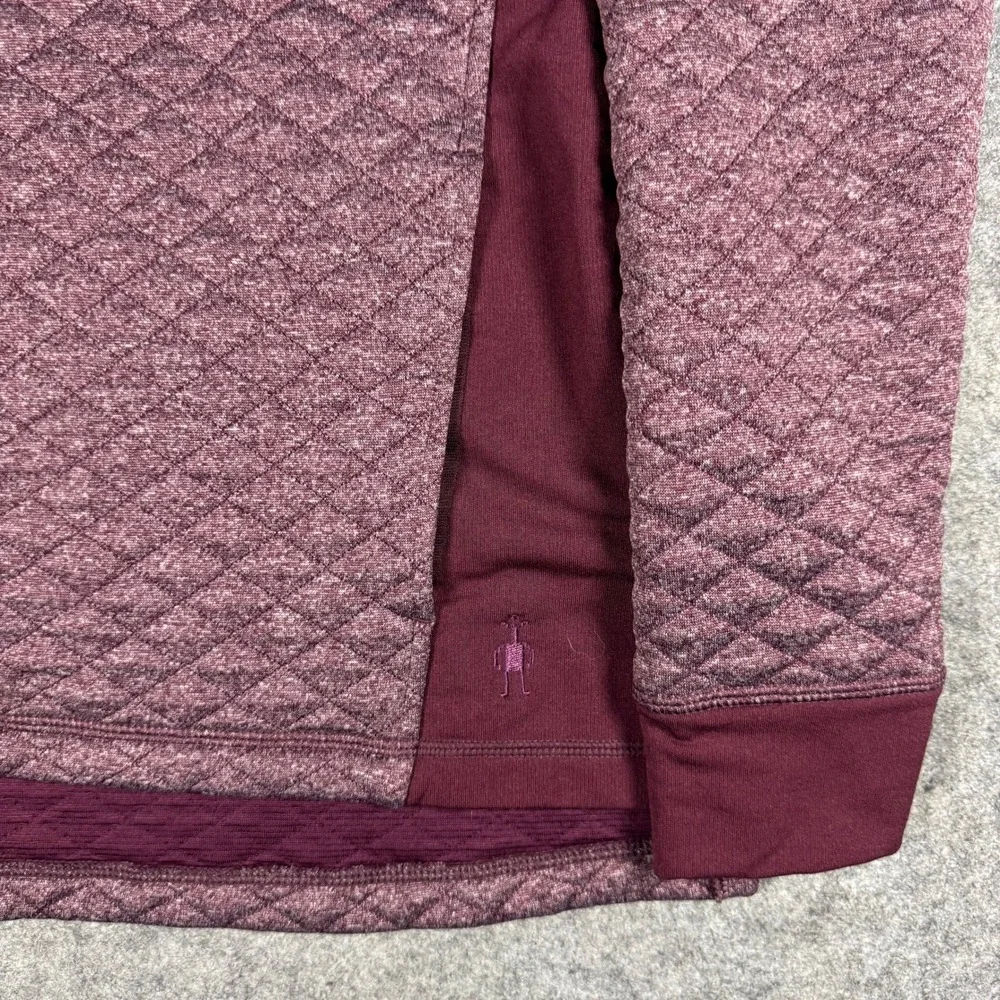 Smartwool Womens Merino Wool Quilted Half Zip Hoodie Burgundy Small - Picture 2 of 10